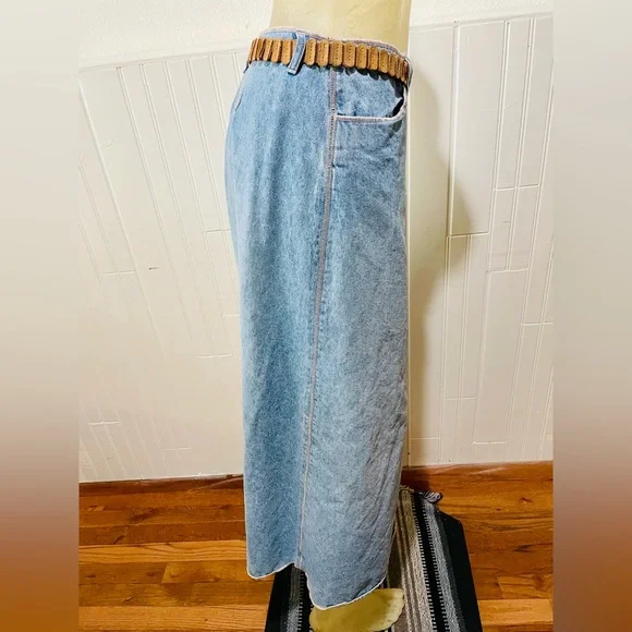 Sundance Blue A-Line Denim Maxi Jean Skirt - Picture 7 of 11